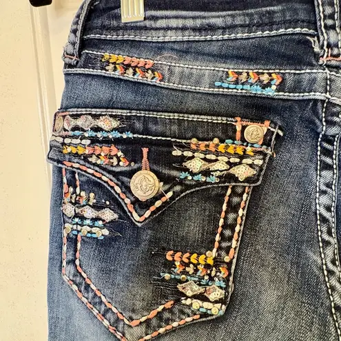 GRACE IN LA Embroidered Rhinestone Easy Fit Jeans Boho Western Cowgirl 26 - Image 7