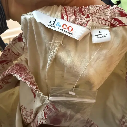 Denim&Co Vintage Floral Bohemian Wrap Skort Red Size L