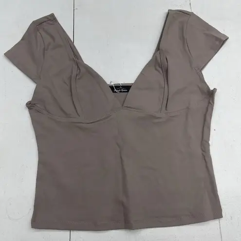Trendy Queen Beige Crop Top Small Tan
