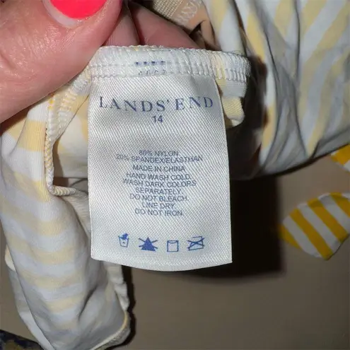 Lands' End Women's Halter Tankini Top Size 14 Yellow Striped Beachwear
