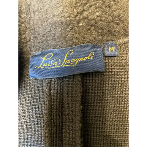 Luisa Spagnoli Brown Wool Angora Blend Fur Trimmed Knit Jacket Size M Size M