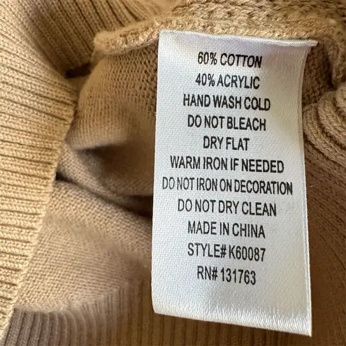 Knitted Dove XL Beige Sequin Bird Waffle Knit Cardigan Sweater Tan