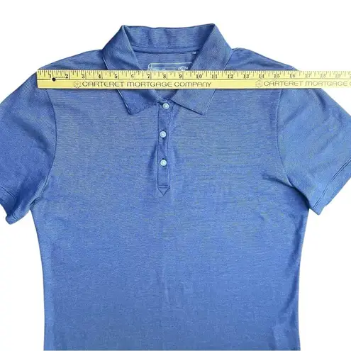 Cutter and Buck Womens Polo Shirt Medium Blue Striped Moisture Wicking DryTec Golf