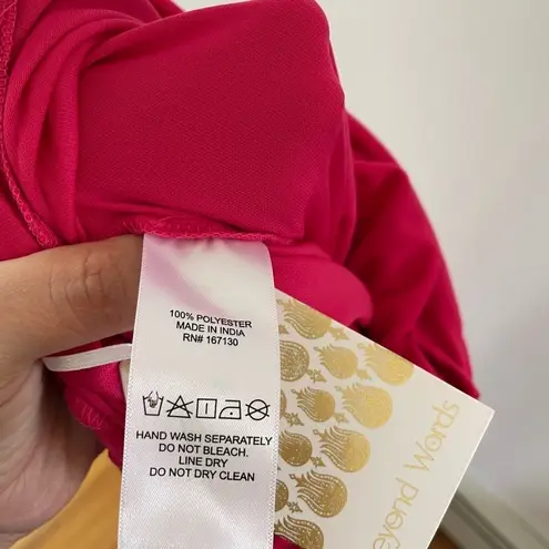 BEYOND WORDS Open Back Pleated Jumpsuit With Belt NWT Size XS Pink