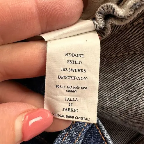 RE/DONE Women's 90’s Ultra High Rise Skinny Jeans Size 26 Blue Denim