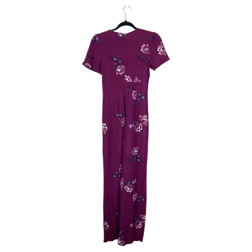 Yumi Kim Now or Never Sweetheart Floral Jumpsuit Purple Anthropologie Size XS