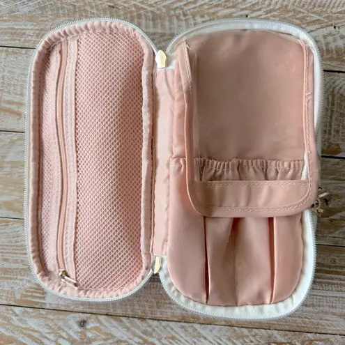 💄Relavel Marble Makeup Brush Bag Organizer💄– 2 Layer Travel Case with Handle ~sm White