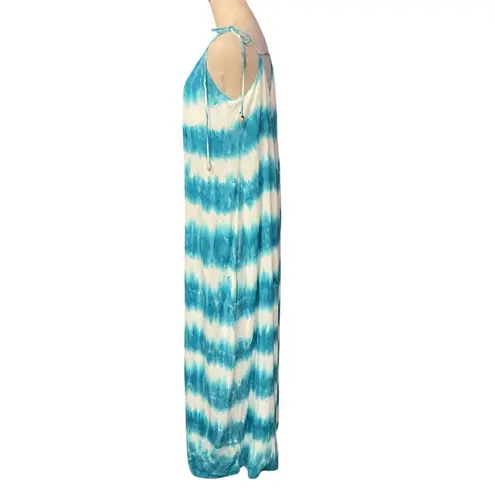 Shore Women's Sleeveless Ford Tie Dye Open Back Pullover Maxi Dress Size L NWT Blue Size L