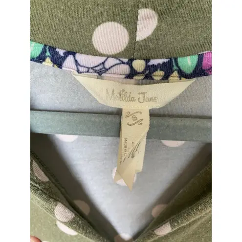 Matilda Jane Polka Dot Midi Dress Sleeveless Olive White Lace Trim Boho Feminine