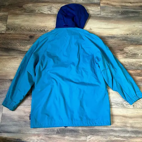 Pacific trail Vintage  Jacket Windbreaker Snap Hood Blue Green  Womens Medium