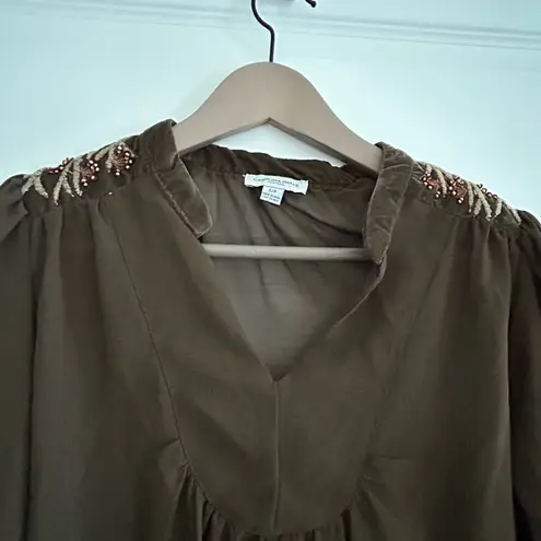 Carolina belle Beaded Blouse Brown Size S