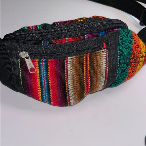 Colorful Striped Fanny Pack Aztec Rainbow Unisex Red