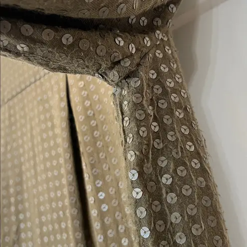 Maeve Brown Sequin button down blouse with front pocket. Size medium.