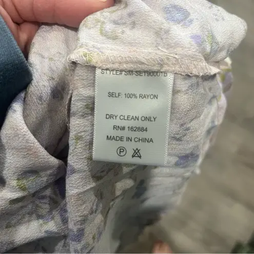 Sky to Moon small Set Purple Flowers Crop Top & Skirt Tie Front Fairy NEW