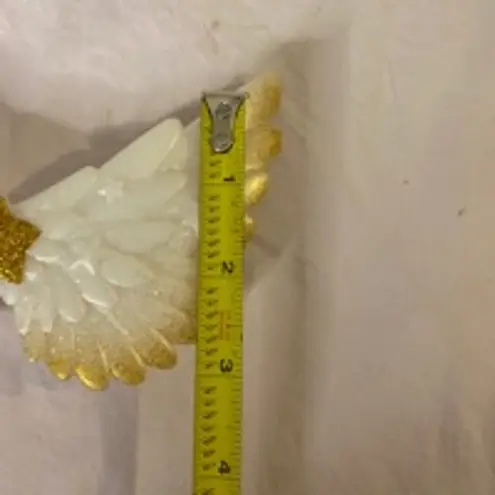 None Angelcore Glitter Star Wing Hair Clip White & Gold Claw Barrette