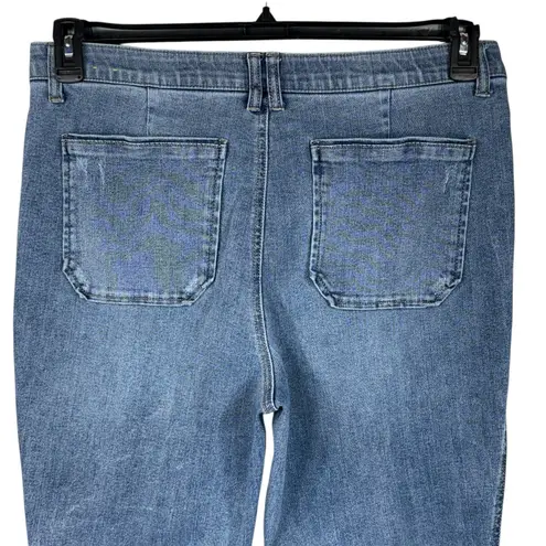 Democracy SZ 16 "Ab"technology Wide Leg Jeans Stretch Frayed Hem Hi-Rise Pockets