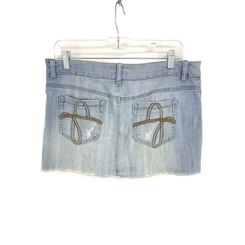 American Vintage Vintage Y2K Mini Skirt Womens 34" Low Rise Distressed Denim Light Wash