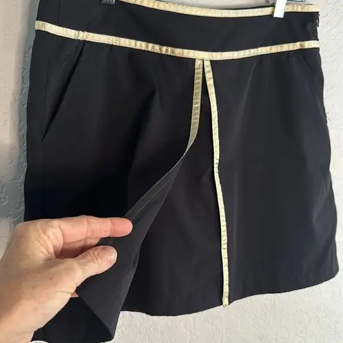 Lady Hagen Black Gold Skort Skirt Size 6 Glam Preppy Tennis Golf Vacation