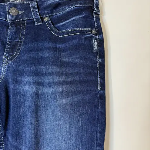 Silver Jeans Womens 32x22.5 Suki Capri Mid Rise Super Stretch Dark Wash Blue