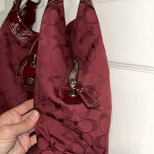 Coach  Soho Signature Large Hobo Bag Crimson Red