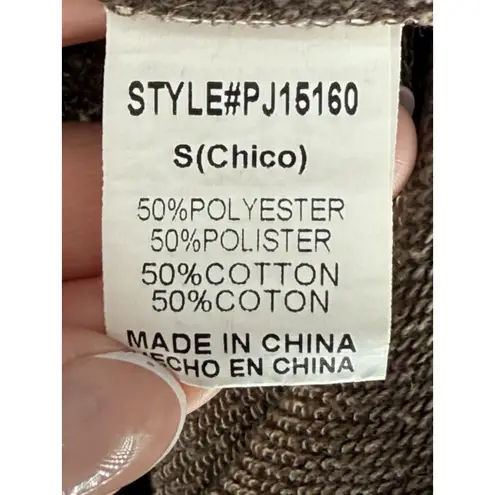 PaperMoon Womens Small Tiered Ruffled Zip Up Hooded Drawstring Top Brown Jacket