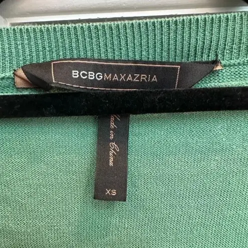 BCBGMAXAZRIA Vintage  Y2K Light Amazon Green Silk Babydoll Knit Blouse Size XS