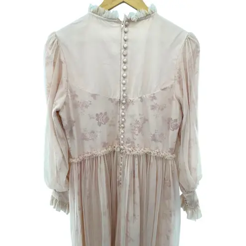 Ivy City Co Last Songbird Dress M Pink Pleated Tulle Gown Cottagecore Floral Size M