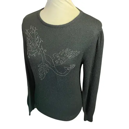 Jonathon Logan Vintage 1960’s/70’s Black Silver Metallic Embroidered Peacock Des Black Size M