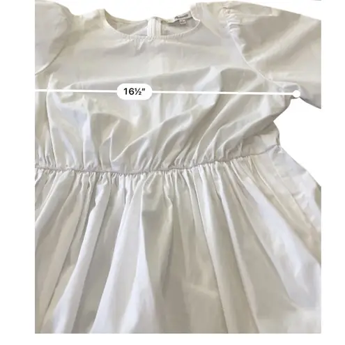 Madewell  Cotton Poplin Crewneck Bubble-pigs Sleeve white Mini Dress Size 0