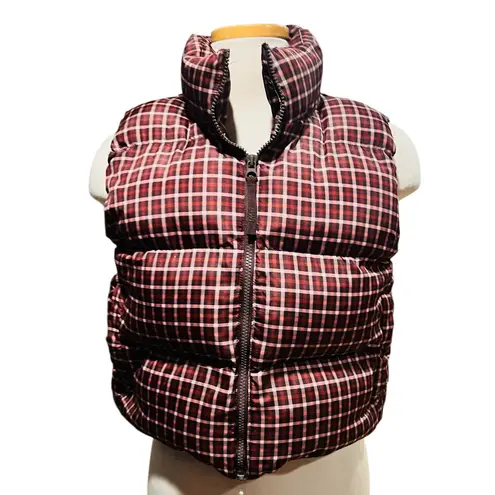 Madewell  Cropped Puffer Vest in Plaid Size Medium