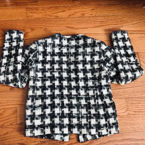 IRO Pelipa Blazer Houndstooth Tweed Open Black White Jacket Women’s Size 2 (32)