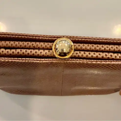 Snakeskin Tan with gold bottom clutch Brown