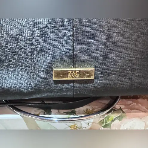 ZAC Zac Posen Black Eartha Double Handle Purse with Gold Accents