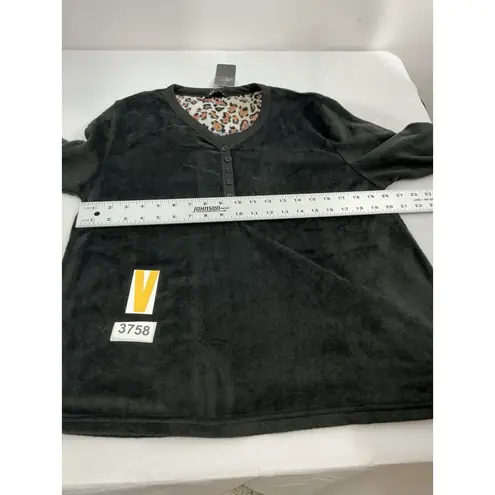 Just Love Womans Medium Black 1/4 Button Up Long Sleeve Pullover Soft Shirt New