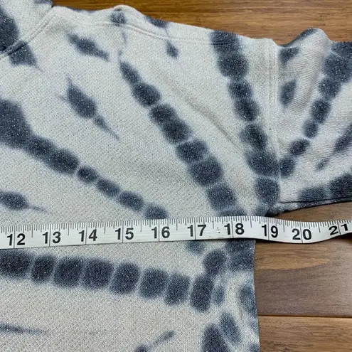 Democracy Tie Dye Pullover Womens XS Blue Metallic Mock Neck Long Sleeve Top