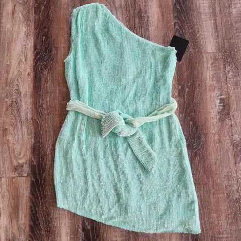Retrofete Ella Sequin Dress in Blue/Green Size XS One Shoulder NWT Blue