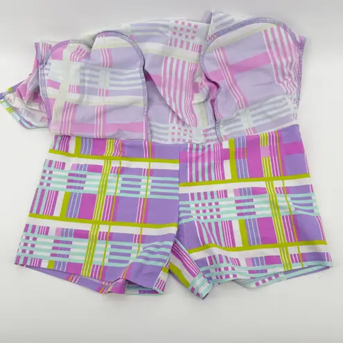 Jude Connally Sonia Skort Small Purple Pink Plaid‎ Golf Athletic Pocket Made USA