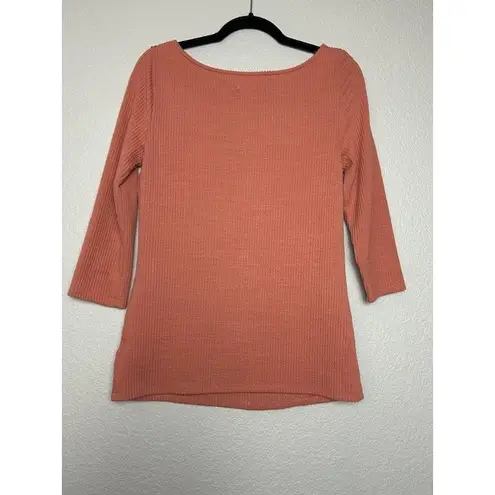 Andrea Jovine Women's Top M Warm Soft Orange Ribbed Boat Neck Soft Casual Comfy Size M