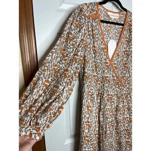 Daughters of India NEW Binita Mini Dress Apricot Color Size Large Orange White