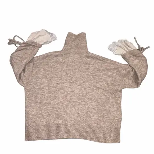 Cinq A Sept Oatmeal Tan Atlas Bell Sleeve Turtleneck Sweater size XS