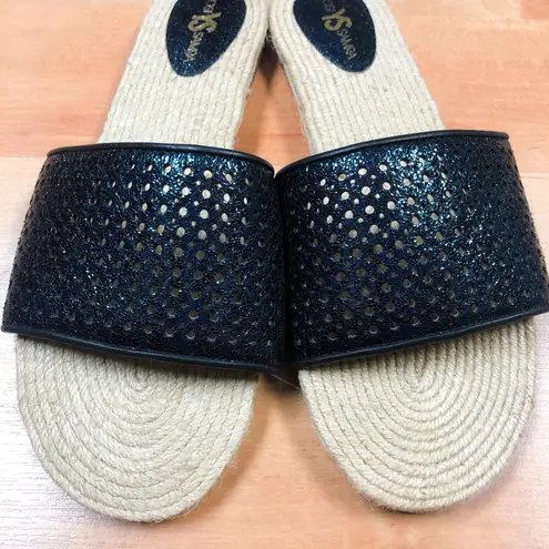Yosi Samra Reese Espadrille Slides Sandals Black Size 10