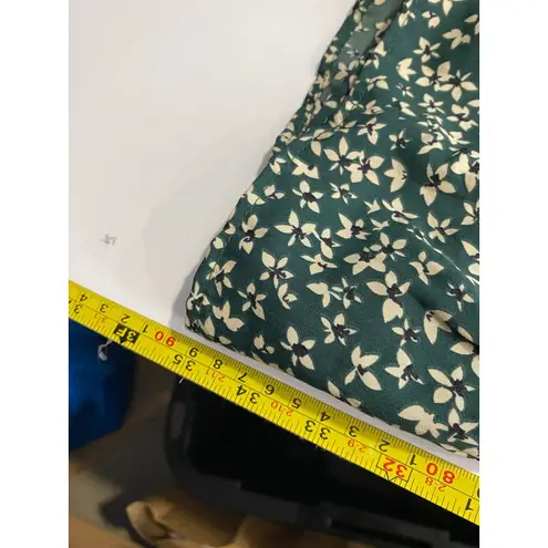 In April 1986 Green Floral Wrap Mini Dress M/L Ruffle Hem Fall Layer Coquette Size M