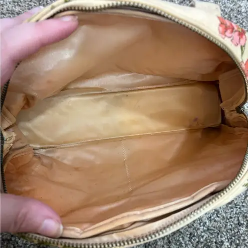 Vintage 70’s Floral Tote / Cosmetic Bag With Zipper Closure GVC Cottagecore Boho Green