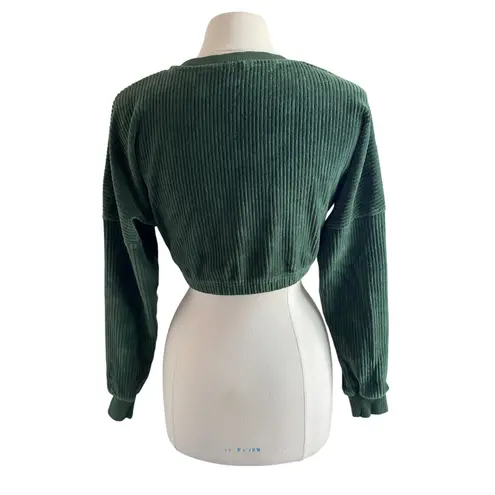 MILANO DI ROUGE Crop Top Womens Sz Sm Green Corduroy Crewneck