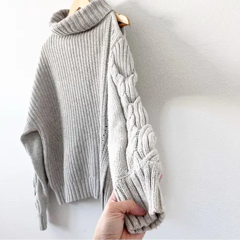 Jonathan Simkhai Aubrey Wool Blend Thick Knit Off the Shoulder Sweater Gray Size L - Image 3