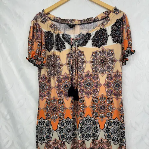 Enfocus Studio En Focus Studio Boho Short Sleeve Stretch Shift Dress Size 6