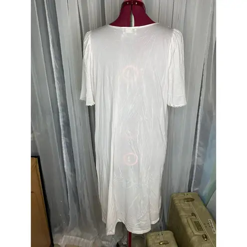 nightgown vintage satin V neck pink White Size L