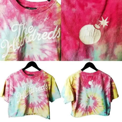 The Hundreds T Shirt Bomb Spiral Tie Dye Raw Hem Double Sided Graphic Tee Top M