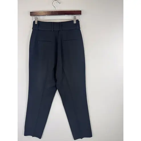 Babaton Aritzia Women Dress Pants Black Straight Belted High Rise Classic Size 2