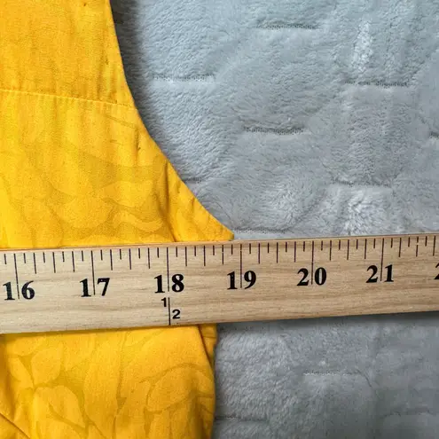 Vintage Key West Hand Print Womens Yellow Floral Dress Sz 14 Modern 10/12